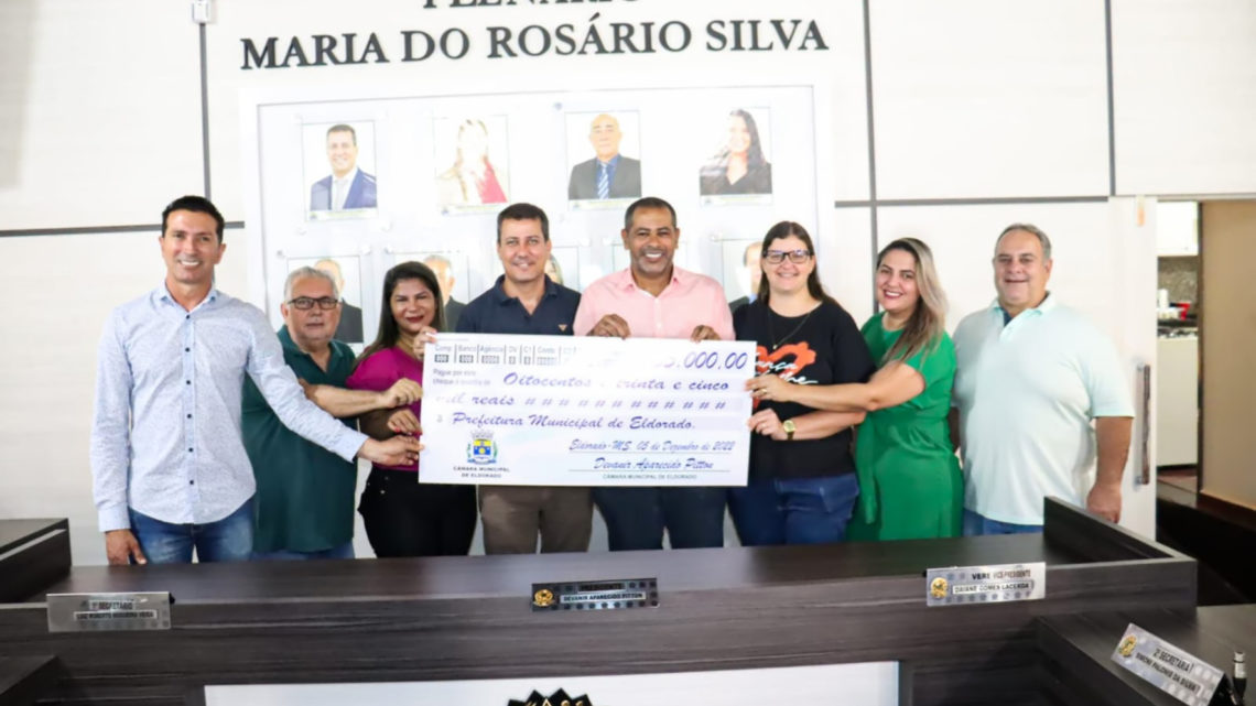 Câmara de vereadores de Eldorado- MS devolve para a prefeitura Municipal R$ 835.000,00 (oitocentos e trinta e cinco mil reais).