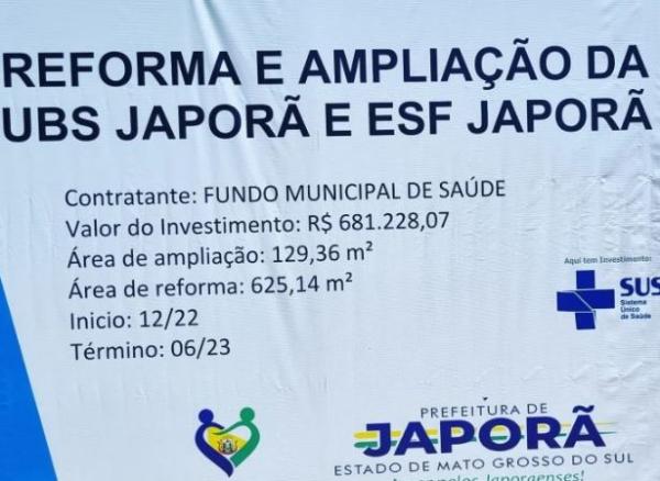 Japorã investe mais de R$ 600 mil em obras de reforma e ampliação de UBS e ESF no município