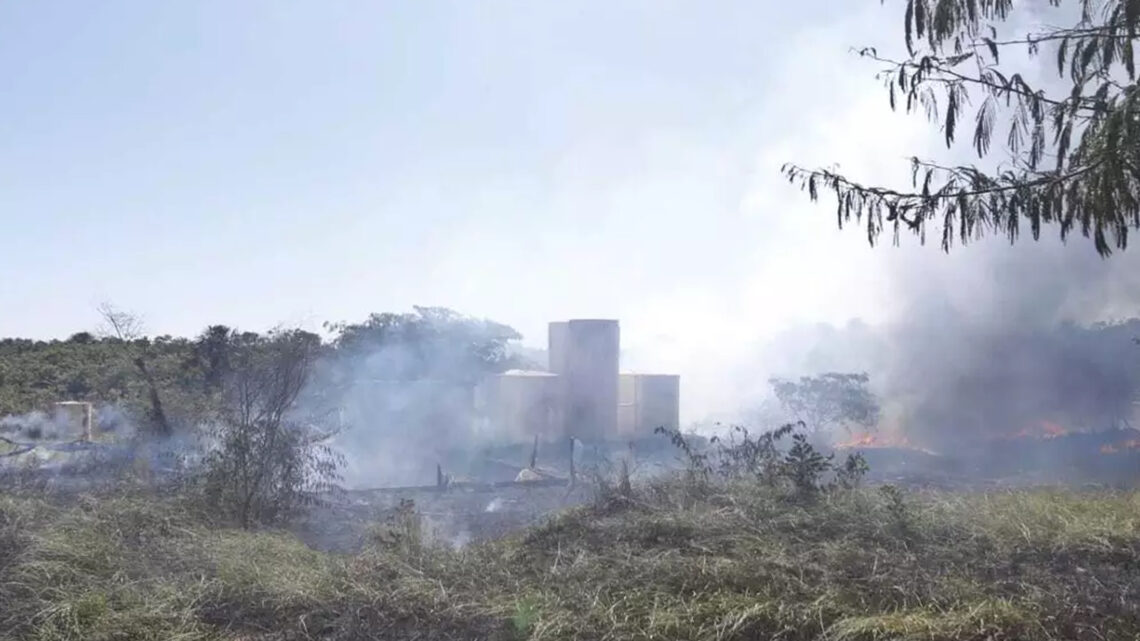 Fogo em fábrica começou em lixo e se alastrou para chácara vizinha