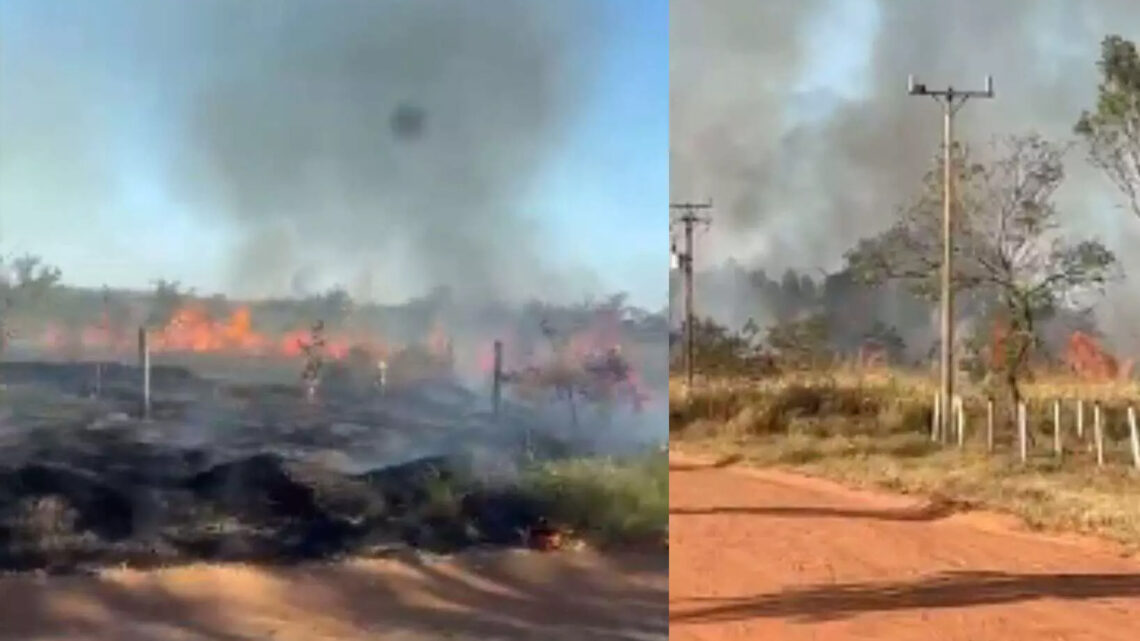 Briga por desocupação desencadeia incêndio que destrói pasto em assentamento de Sidrolândia