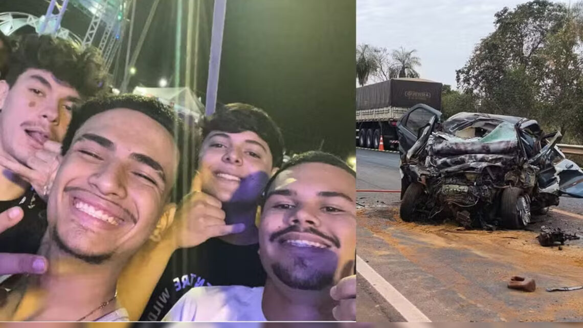 Grupo com 4 amigos morrem em grave acidente entre carro e carreta na BR-163 após saída de festa