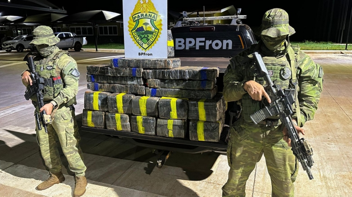 BPFRON apreende mais de 200 kg de maconha na Vila Guarani, em Terra Roxa